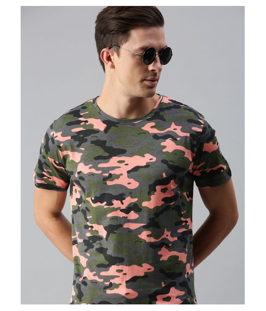     			Urbano Fashion Cotton Green Printed T-Shirt