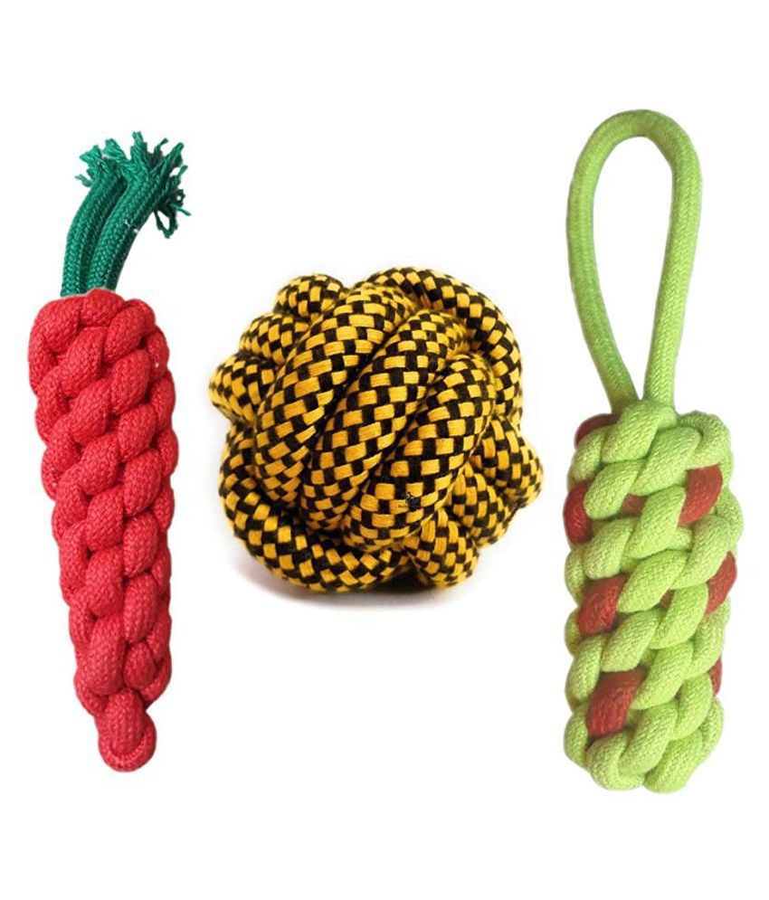     			KOKIWOOWOO Cotton Chew Toy for Dog Set of 3
