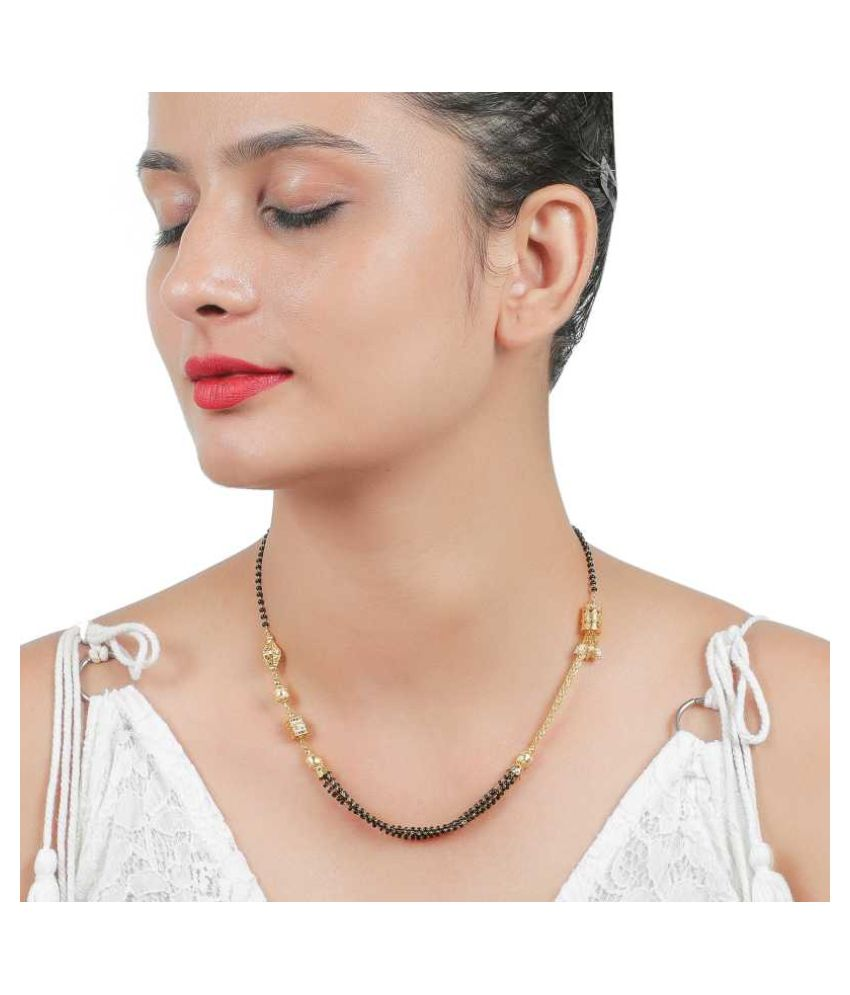 Nallapusalu Necklace Pendant Black Bead Golden Chain For Women and