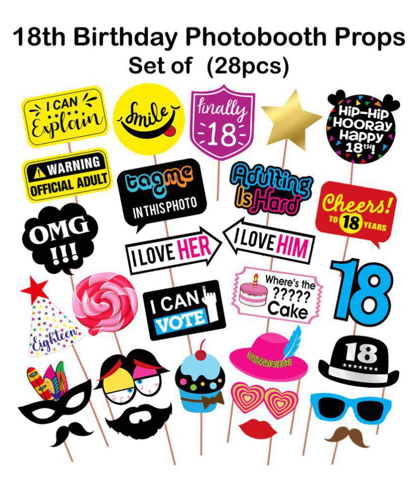 Zyozi Party Decoration 18th Birthday Photo Booth Party Props - 28 Pieces - Funny  18th Birthday Party Supplies, Decorations and Favors - Buy Zyozi Party  Decoration 18th Birthday Photo Booth Party Props -
