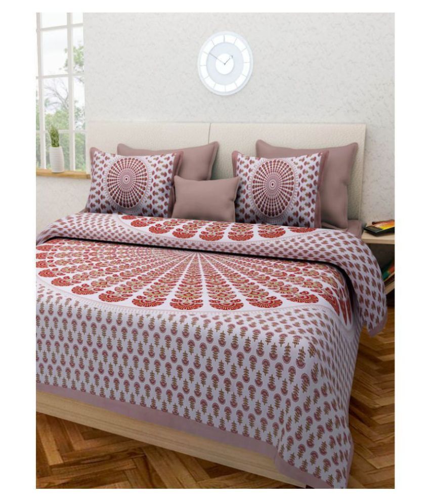     			Uniqchoice Cotton Double Bedsheet with 2 Pillow Covers ( 240 cm x 215 cm )