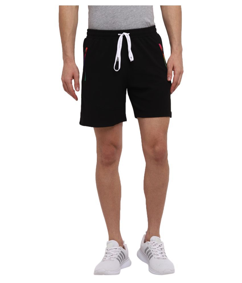     			YUUKI Black Polyester Running Shorts