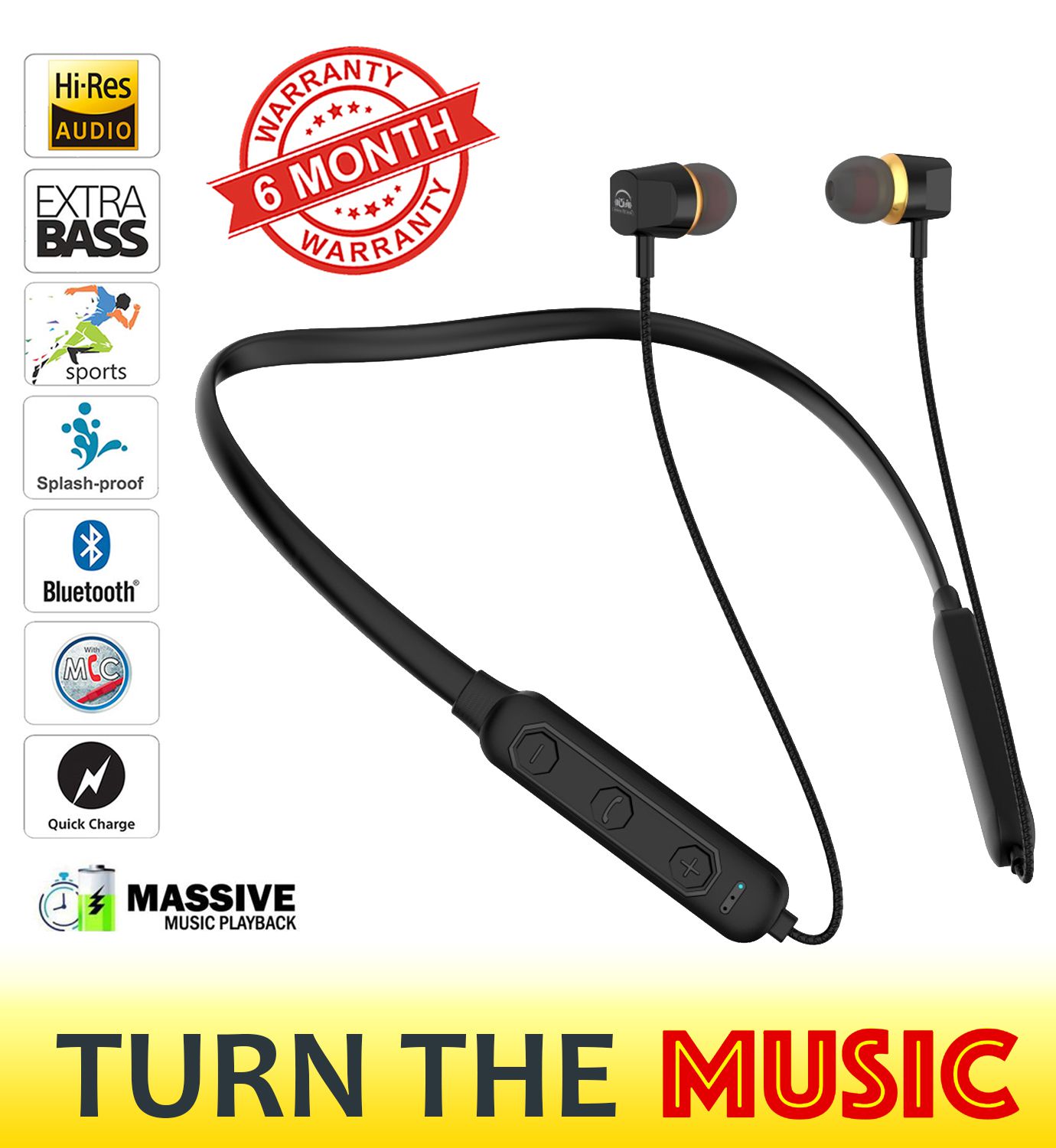  U&I TITANIC BASS MUSIC PLAYBACK IPX4 4D BASS SPORT Bluetooth headphone / Bluetooth earphone,NECKBAND