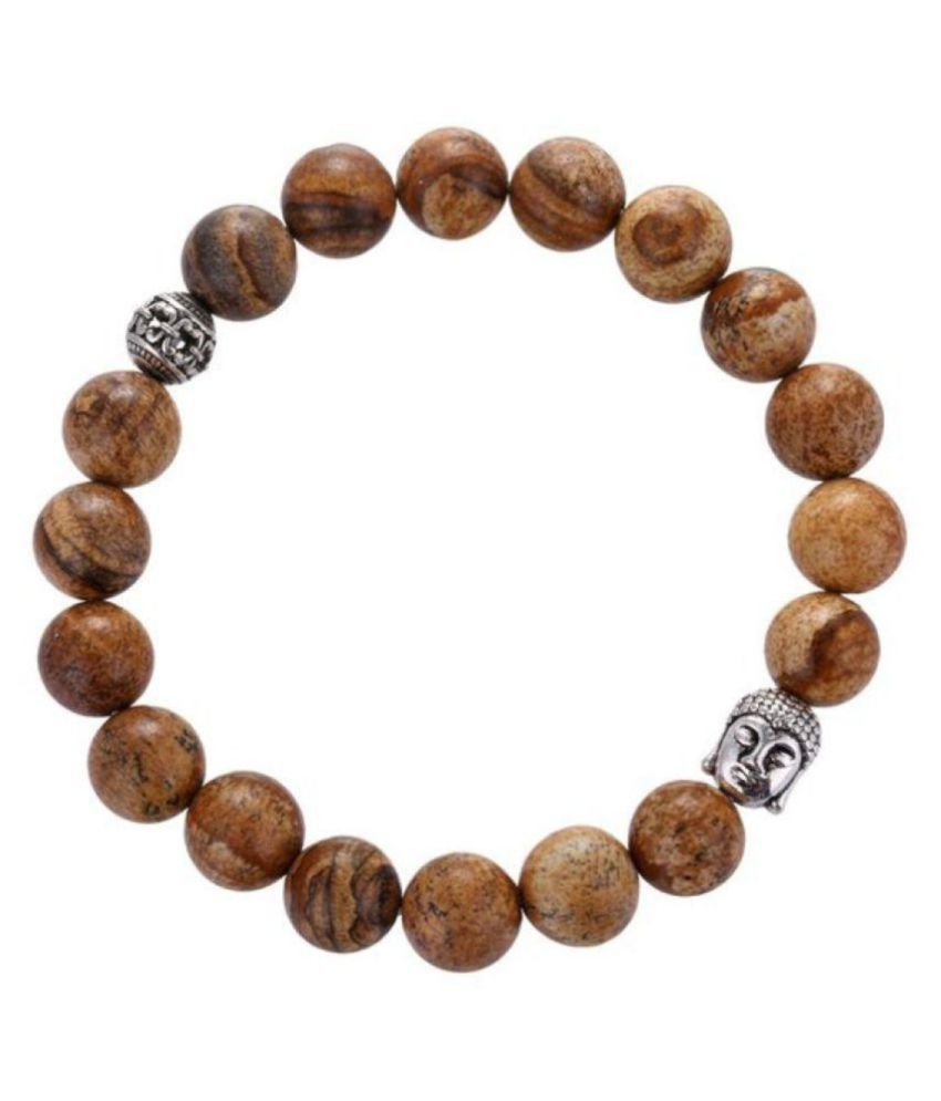     			8mm Brown Picture Jesper With Buddha Natural Agate Stone Bracelet