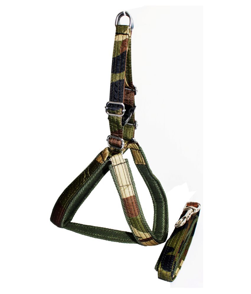     			Petshop7 Premium Quality Army Print Dog Harness & Leash with sponge Padding small (Chest Size Adjustable : 23-33inch)