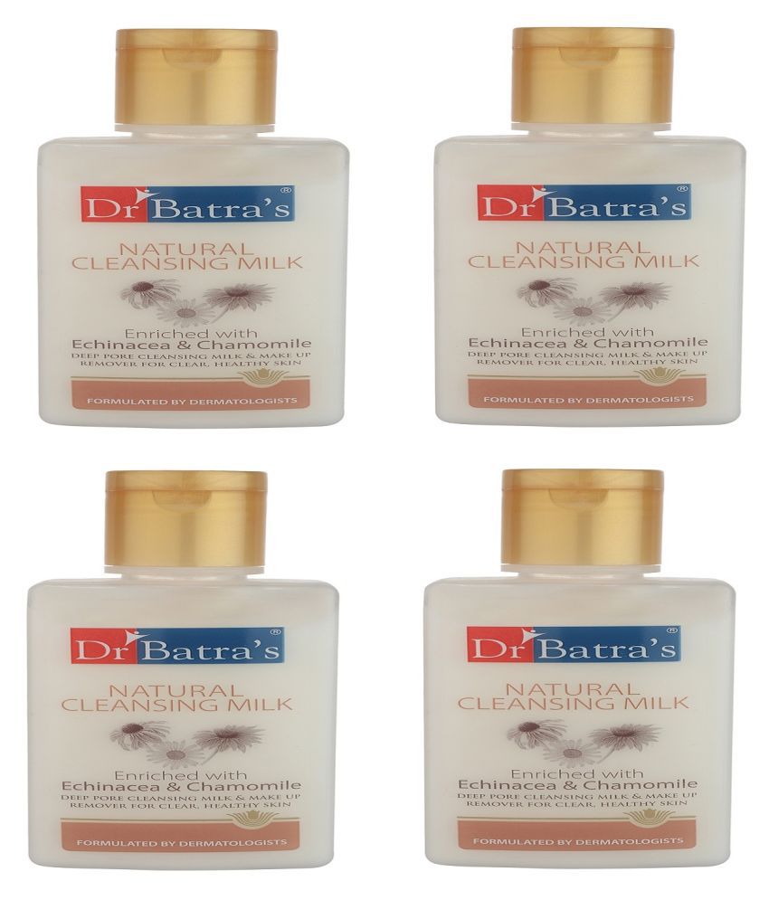 Dr Batra's Natural Cleansing Milk Enriched With Echinacea & Chamomile - 100 ml (Pack of 4)