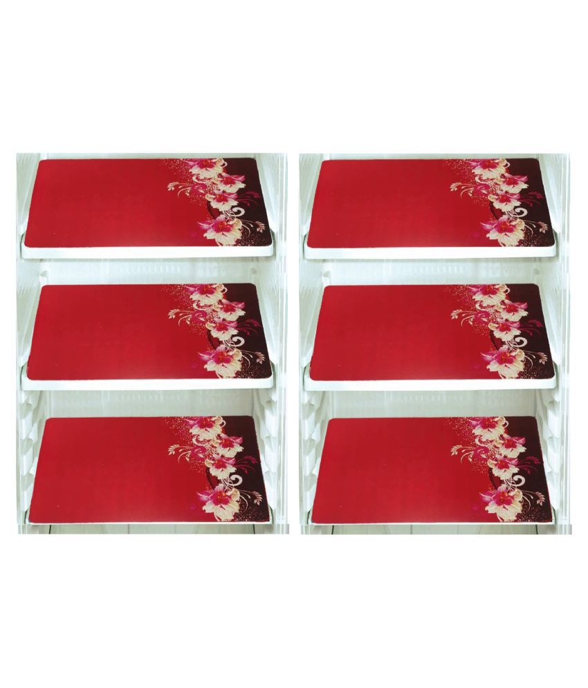     			Exopick Set of 6 PVC Red Fridge Mats