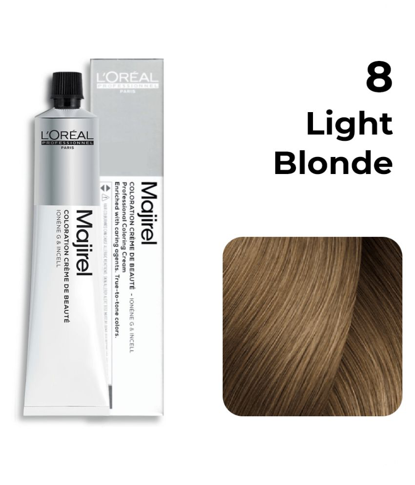 Majirel Hair Color No. 8 (New Packing) Permanent Hair Color Light Blonde 50  g: Buy Majirel Hair Color No. 8 (New Packing) Permanent Hair Color Light  Blonde 50 g at Best Prices in India - Snapdeal