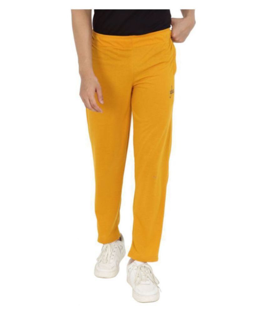 mustard track pants