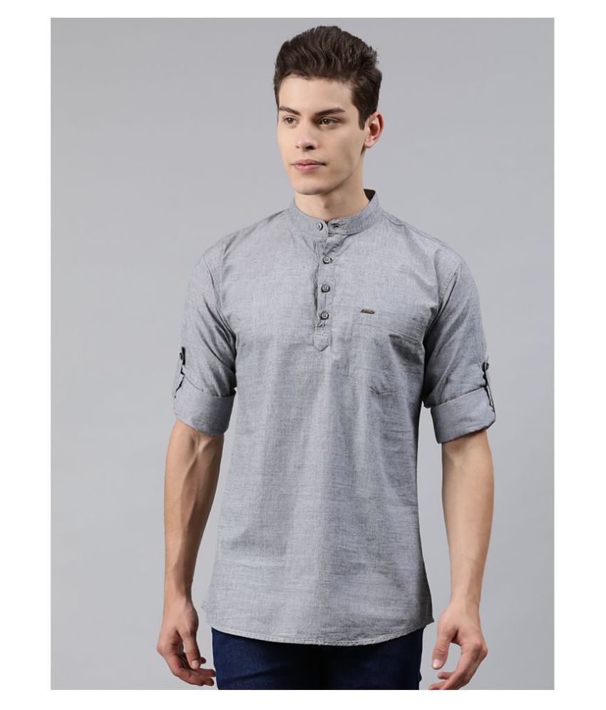     			Urbano Fashion 100 Percent Cotton Grey Shirt Single