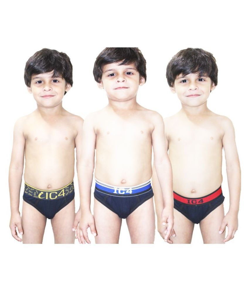     			IC4 Pack of 3 Boys Cotton Blend Briefs ( Navy )