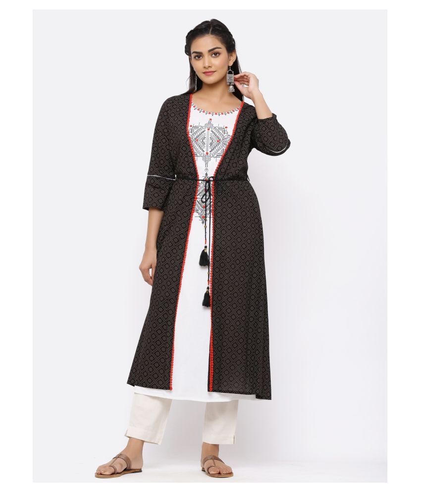 Juniper Black Rayon Double Layered Kurti   Buy Juniper Black Rayon Double  Layered Kurti  Online at Best Prices in India on Snapdeal