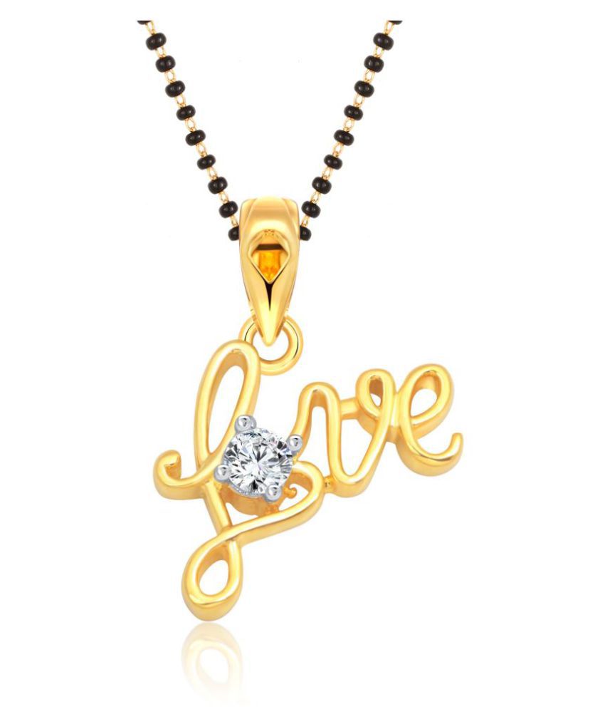     			Vighnaharta Latest Fancy Design initial "Love" Mangalsutra Chain alloy (CZ) Studded Gold Plated Mangalsutra,Tanmaniya,initial mangalsutra for Women - [VF1563MSPG]