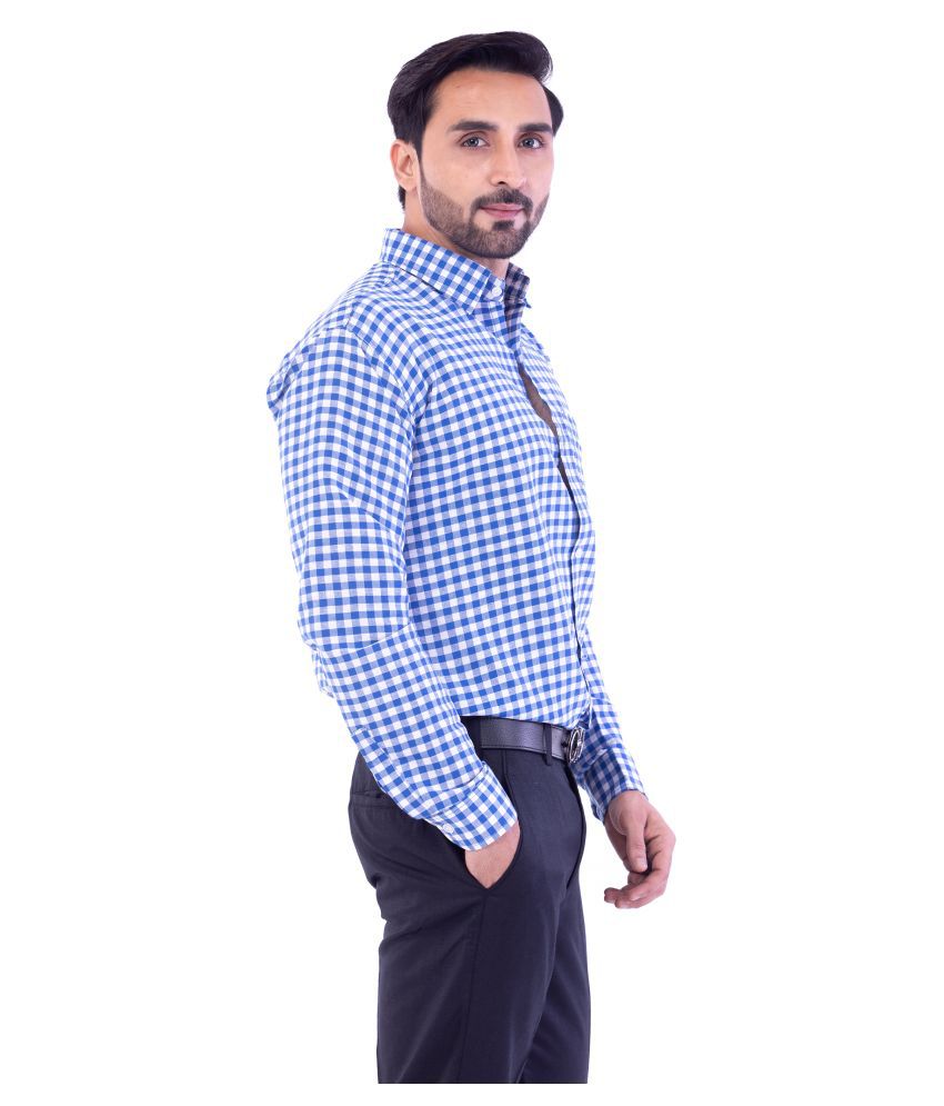     			DESHBANDHU DBK 100 Percent Cotton Regular Fit Full Sleeves Regular Collar Navy Shirt for Men
