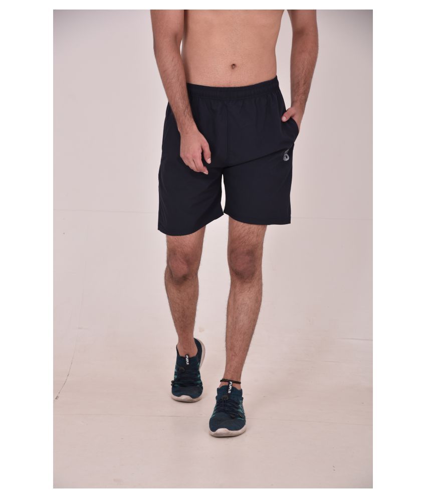 Forbro Black Polyester Lycra Fitness Shorts