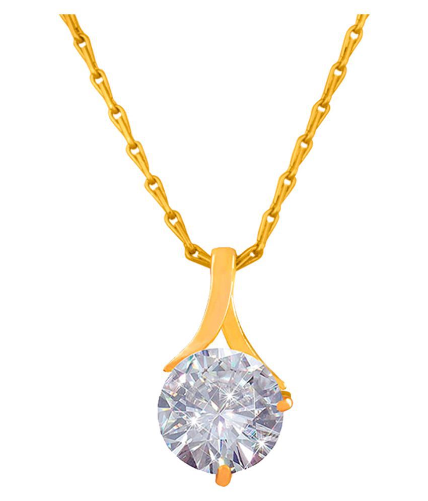     			Jewellery for Less Western Wear High Gold Plated Solitaire Diamond Designer Delicate Pendant for Women