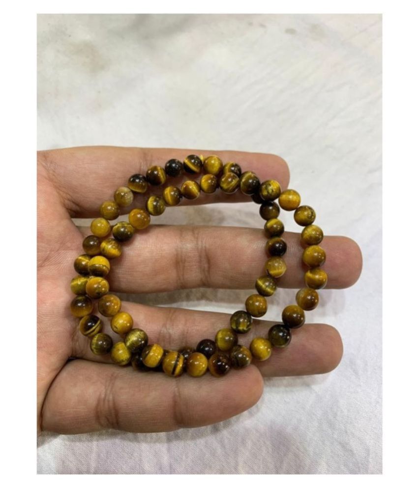     			6mm Yellow Tiger Eye Natural Agate Stone Bracelet