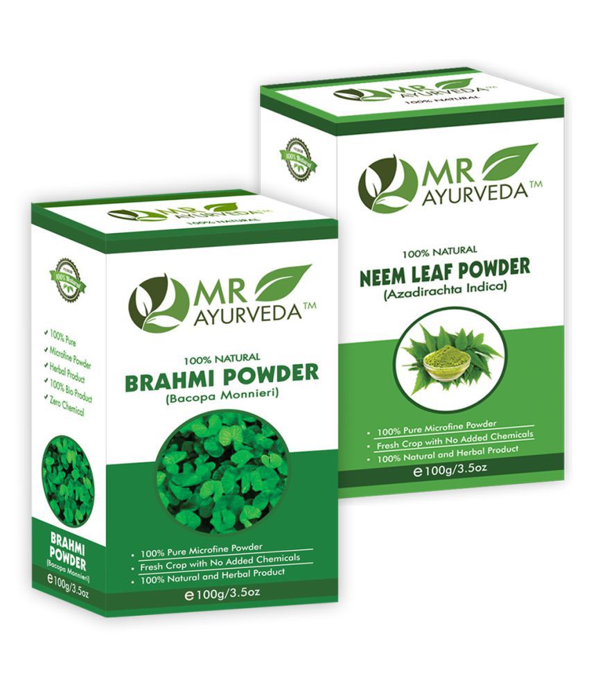     			MR Ayurveda 100% Pure Brahmi  Powder and Neem Powder Hair Scalp Treatment 200 g Pack of 2