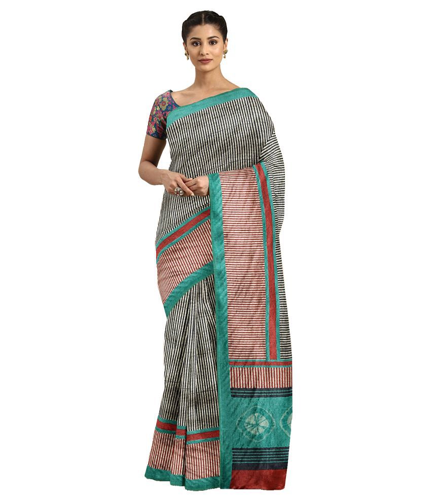     			Shaily Retails Beige Silk Blend Saree - Single