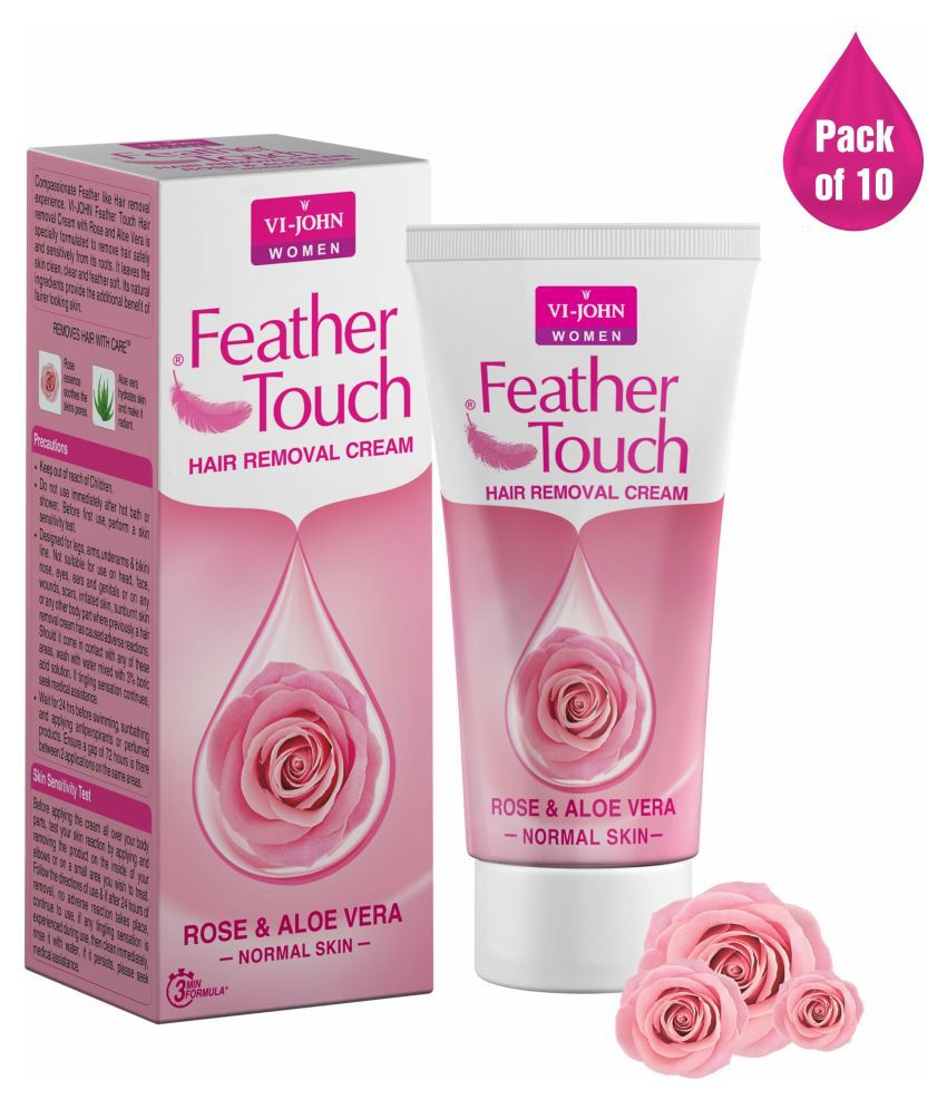     			VIJOHN Feather Touch Rose & Aloevera Hair Removal Cream for Normal Skin 40g Each Pack of 10
