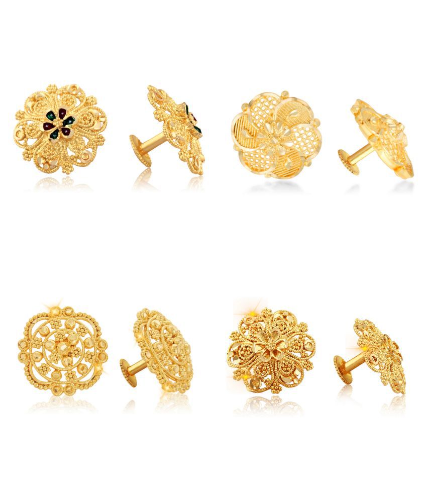     			Vighnaharta Sizzling Charming Alloy Gold Plated Stud Earring Combo set For Women and Girls ( Pack of- 4 Pair Earrings)-VFJ1099-1124-1086-1241ERG