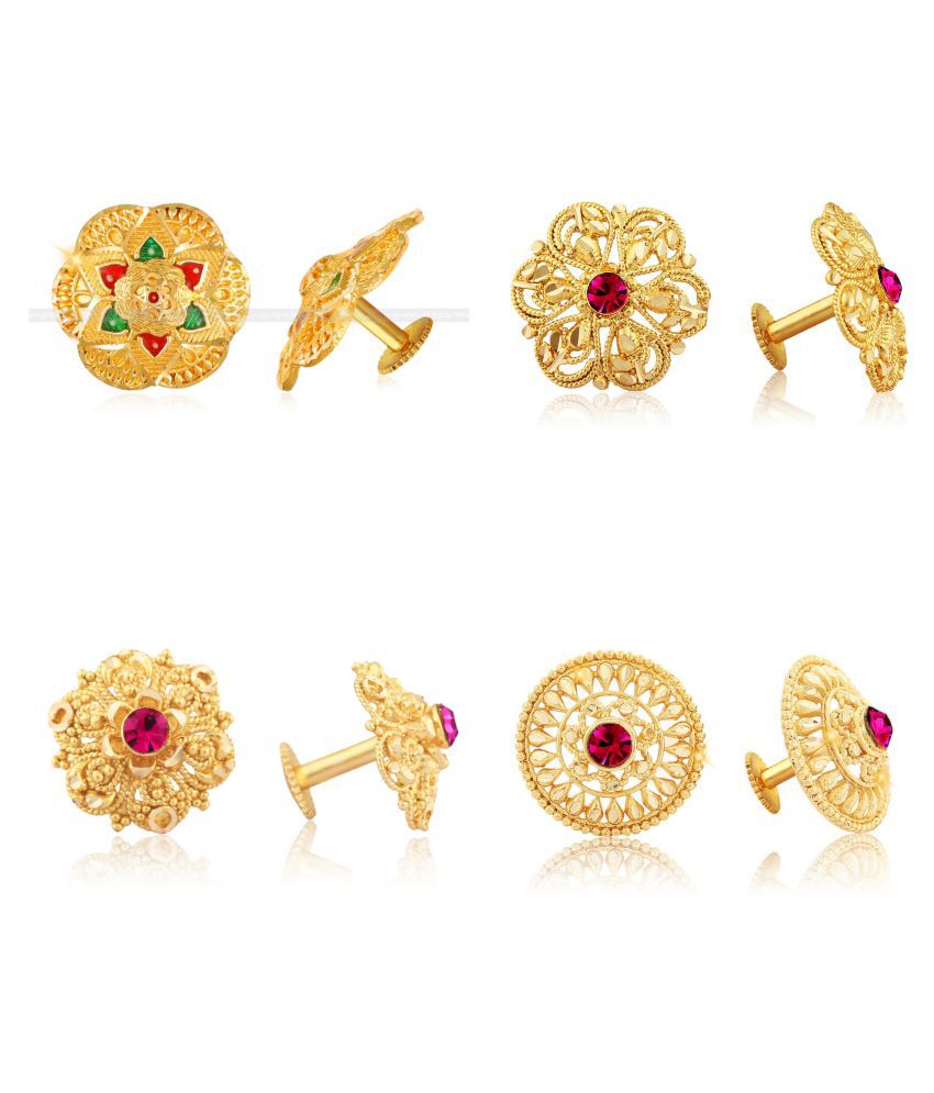     			Vighnaharta Sizzling Charming Alloy Gold Plated Stud Earring Combo set For Women and Girls ( Pack of- 4 Pair Earrings)-VFJ1096-1098-1118-1346ERG