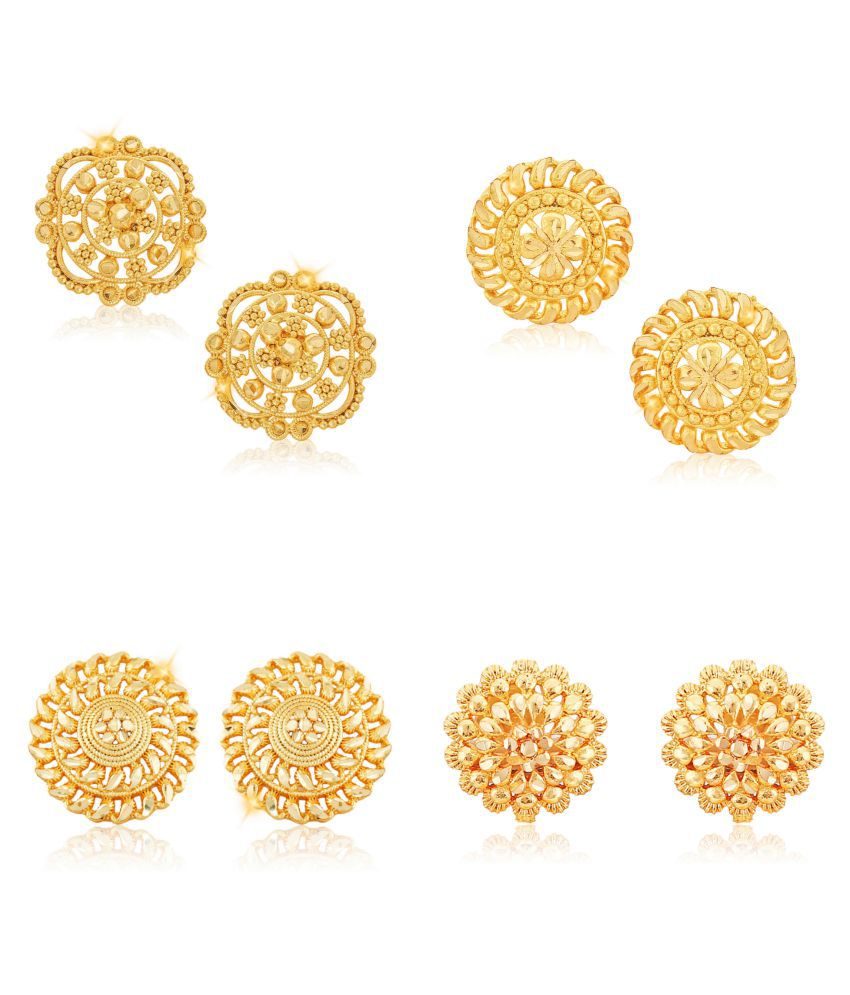     			Vighnaharta Sizzling Chunky Alloy Gold Plated Stud Earring Combo set For Women and Girls ( Pack of- 4 Pair Earrings)-VFJ1124-1112-1171-1125ERG