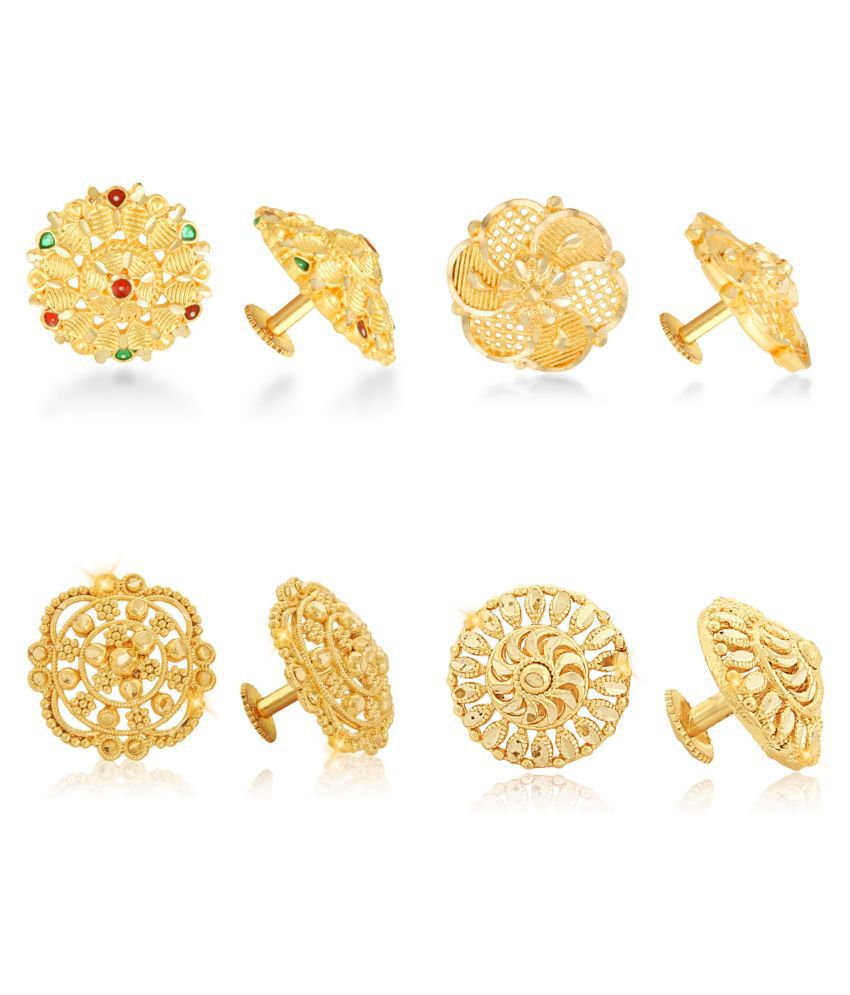     			Vighnaharta Sizzling Fancy Alloy Gold Plated Stud Earring Combo set For Women and Girls ( Pack of- 4 Pair Earrings)-VFJ1121-1241-1242-1124ERG