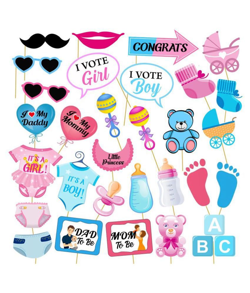     			ZYOZI Baby Gender Reveal Party Supplies Kit for Baby Boy Or Girl, Gender Reveal Decorations, Baby Shower Decorations, Baby Reveal Props, Gender Reveal Party Decorations (30pcs)
