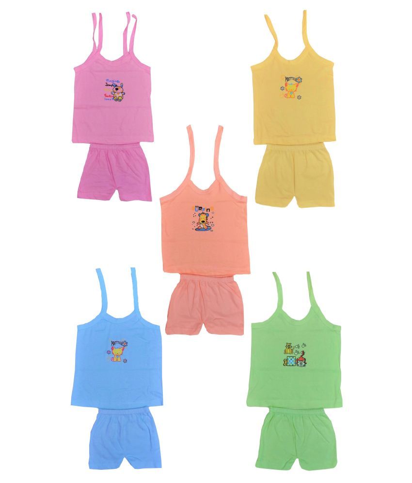     			MRB Yellow , Pink , Orange , Blue & Green Baby Girls Casual Top Shorts (Multicolor) Pack Of 5