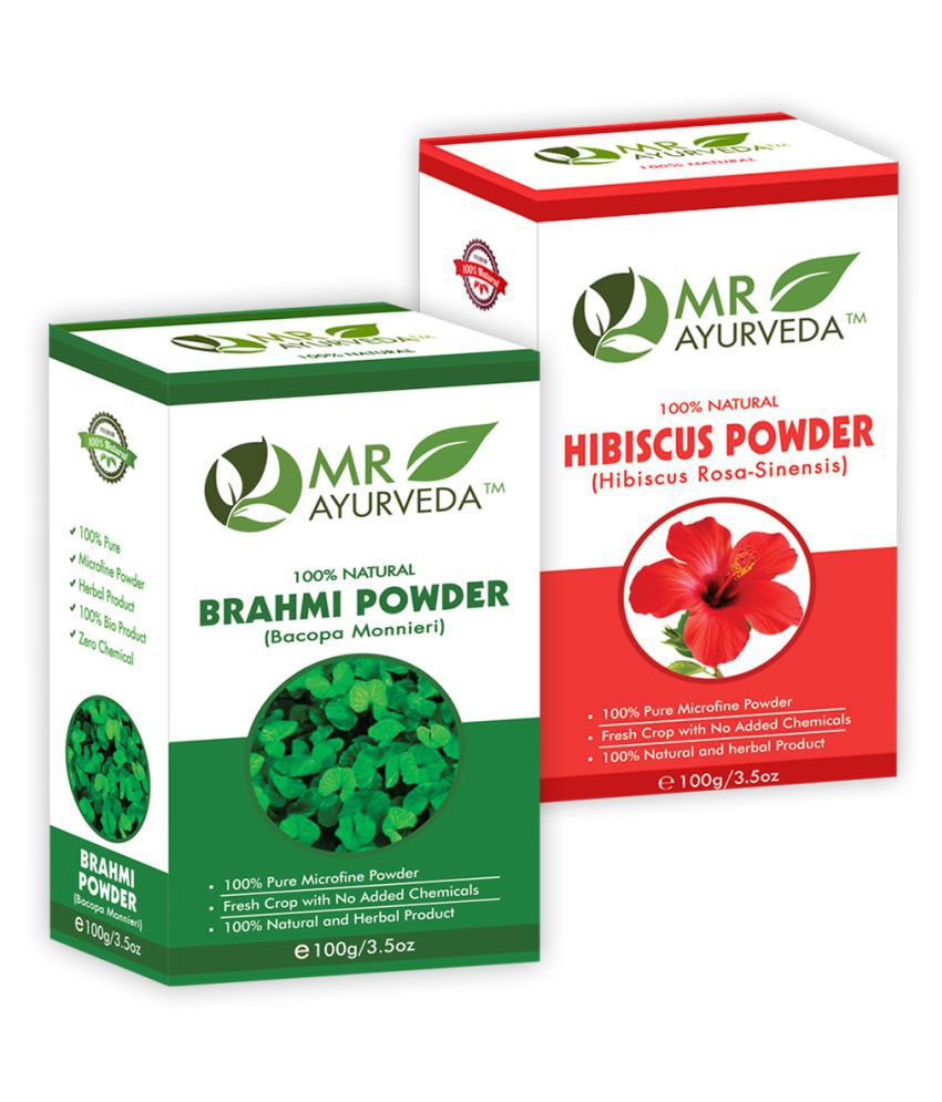     			MR Ayurveda 100% Herbal Brahmi  Powder and Hibiscus Powder Hair Scalp Treatment 200 g Pack of 2