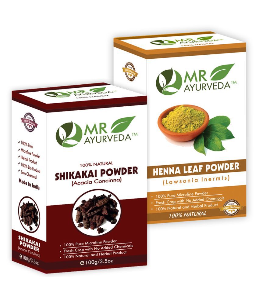     			MR Ayurveda 100% Herbal Shikakai Powder and Henna Powder Hair Scalp Treatment 200 g Pack of 2