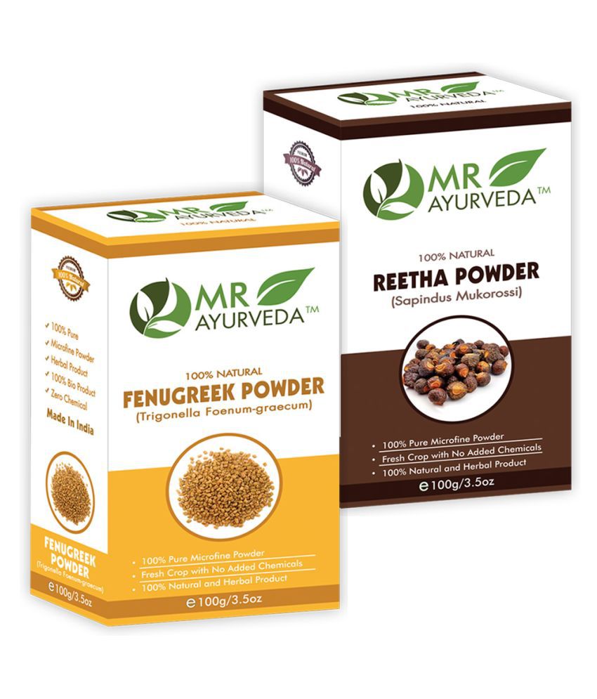     			MR Ayurveda 100% Organic Fenugreek Powder and Reetha Powder Hair Scalp Treatment 200 g Pack of 2