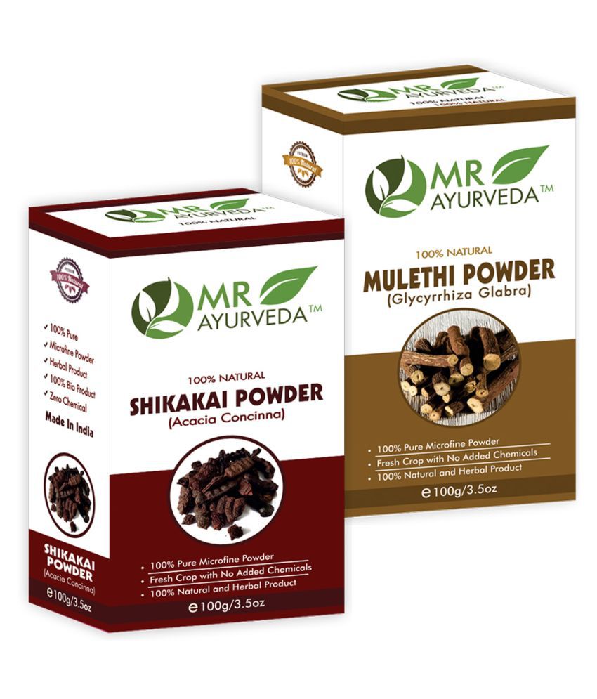     			MR Ayurveda 100% Pure Shikakai Powder and Mulethi Powder Hair Scalp Treatment 200 g Pack of 2