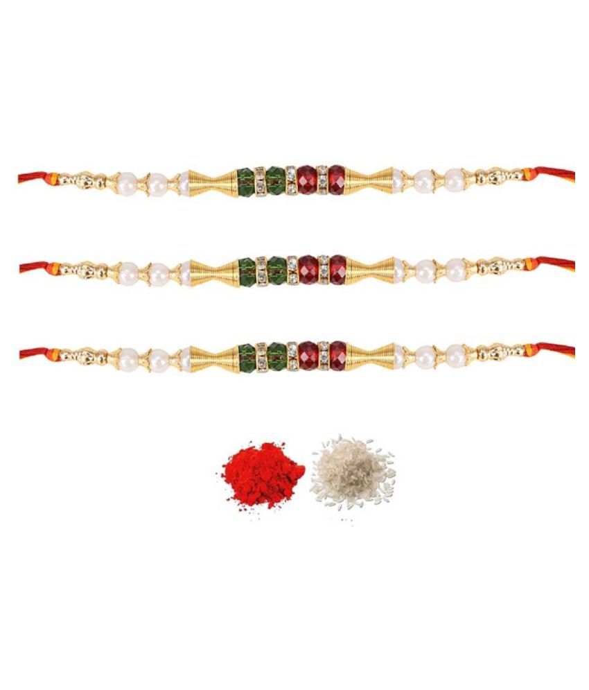     			Rakhi Set With Roli chawal & Card Multicolour Pack of 3