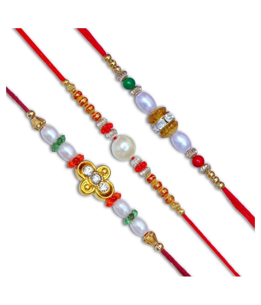     			Rakhi Set With Roli chawal & Card Multicolour Pack of 3