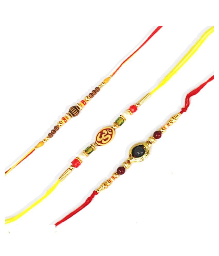     			Rakhi Set With Roli chawal & Card Multicolour Pack of 3