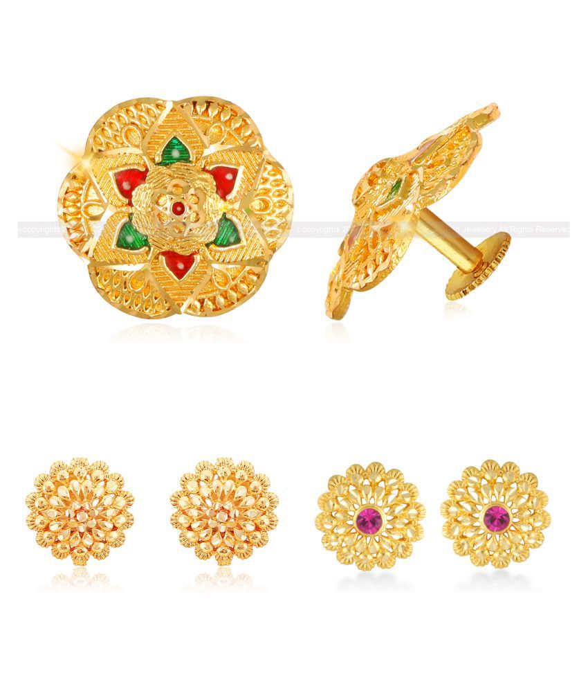     			Vighnaharta Shimmering Bejeweled Alloy Gold Plated Stud Earring Combo set For Women and Girls  Pack of- 3 Pair Earrings- VFJ1346-1112-1234ERG