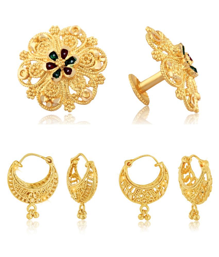     			Vighnaharta Sizzling Charming Alloy Gold Plated Stud and Chandbali Earring Combo set For Women and Girls  Pack of- 3 Pair Earrings- VFJ1099-1137-1138ERG