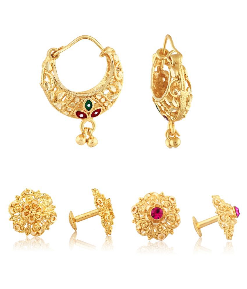     			Vighnaharta Sizzling Charming Alloy Gold Plated Stud  and Chandbali Earring Combo set For Women and Girls  Pack of- 3 Pair Earrings- VFJ1101-1090-1098ERG