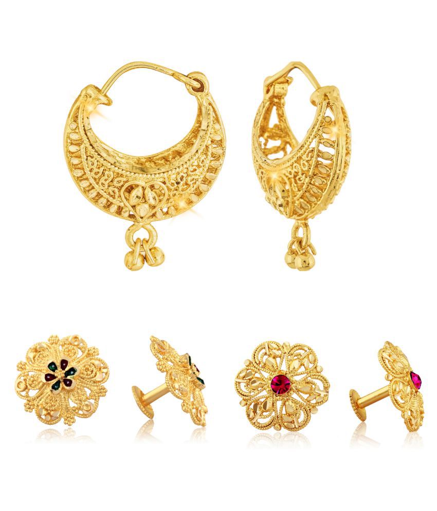     			Vighnaharta Sizzling Fancy Alloy Gold Plated Stud and Chandbali Earring Combo set For Women and Girls  Pack of- 3 Pair Earrings- VFJ1137-1099-1096ERG