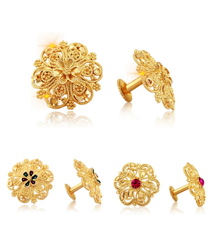     			Vighnaharta Sizzling Graceful Alloy Gold Plated Stud Earring Combo set For Women and Girls  Pack of- 3 Pair Earrings- VFJ1086-1096-1099ERG