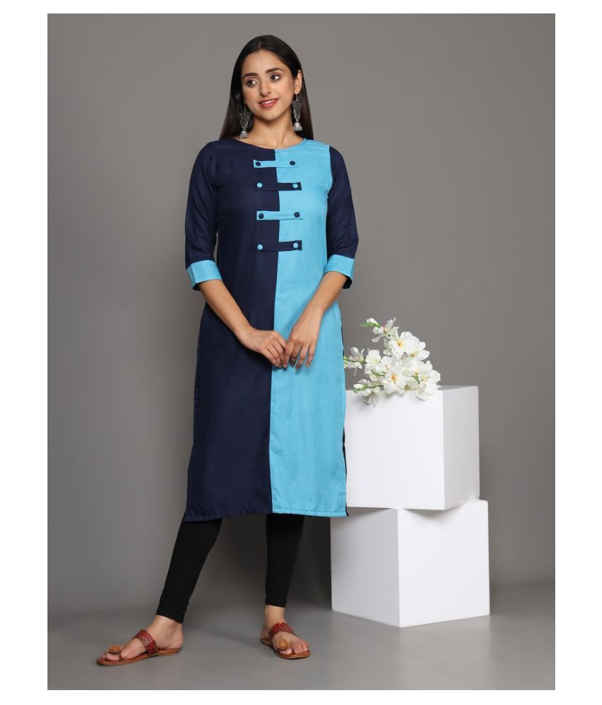     			Estela - Multicolor Cotton Blend Women's Straight Kurti