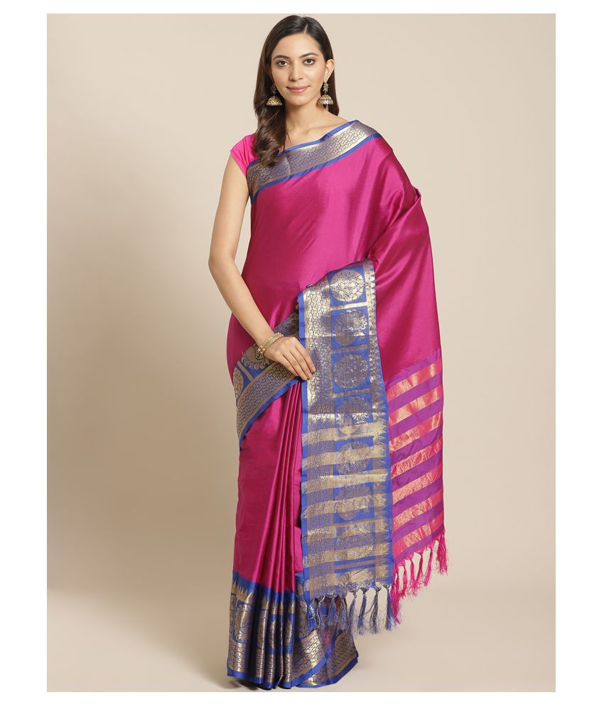     			Grubstaker Purple Cotton Saree - Single