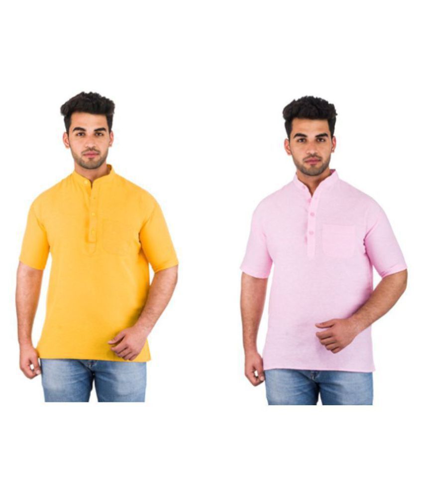     			DESHBANDHU DBK Multi 100 Percent Cotton Kurta Pack of 2