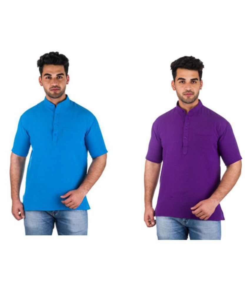     			DESHBANDHU DBK Multi 100 Percent Cotton Kurta Pack of 2