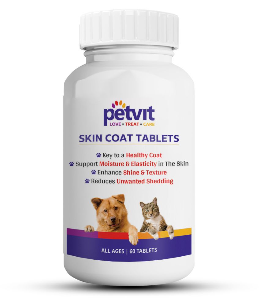 Petvit Skin & Coat Tablets For Dogs Promotes Healthy Skin & Shiny Coat - 60 Palatable Chewable Tablets | For All Age Group