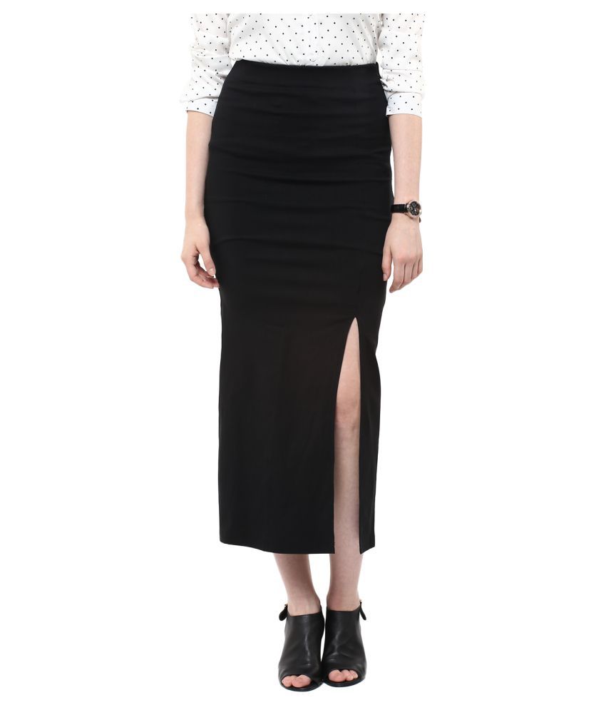 FRENCH FUSION Polyester A-Line Skirt - Black Single