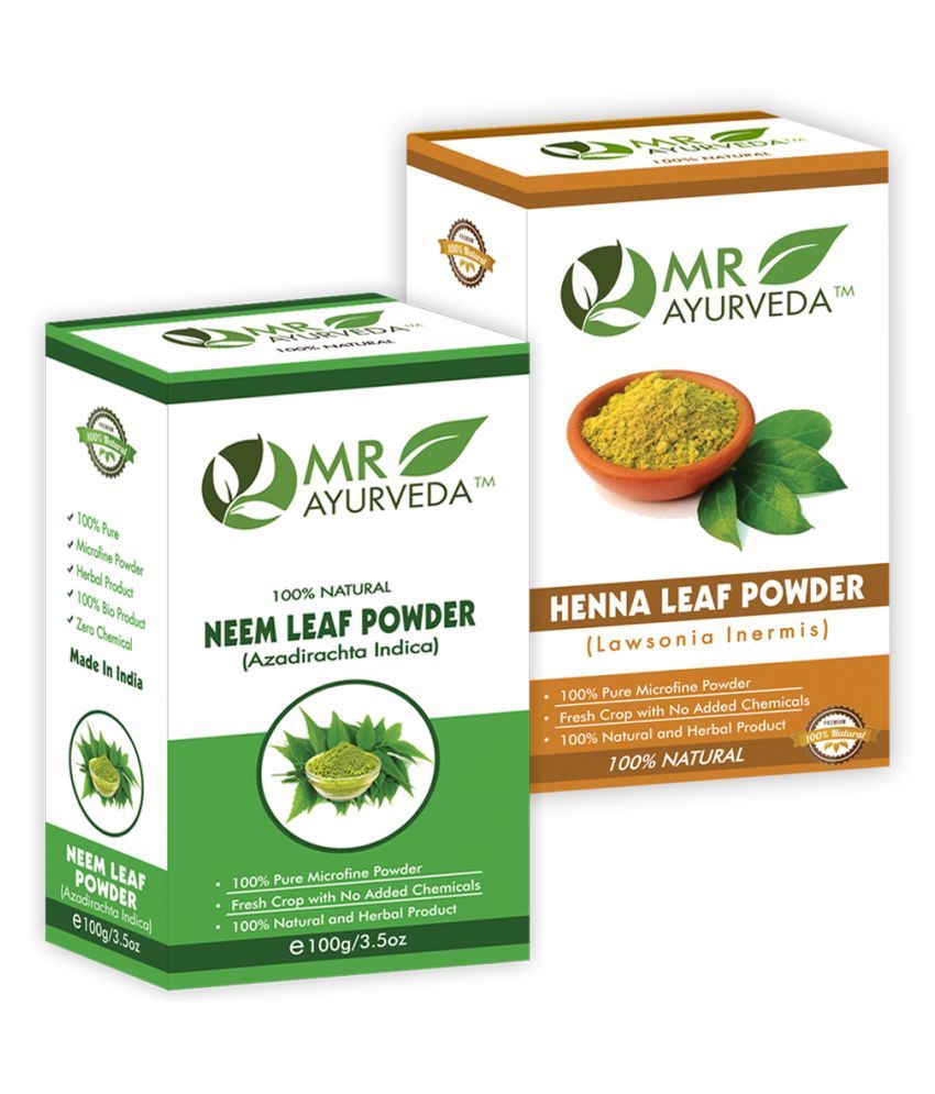     			MR Ayurveda 100% Herbal Neem Powder and Henna Powder Hair Scalp Treatment 200 g Pack of 2