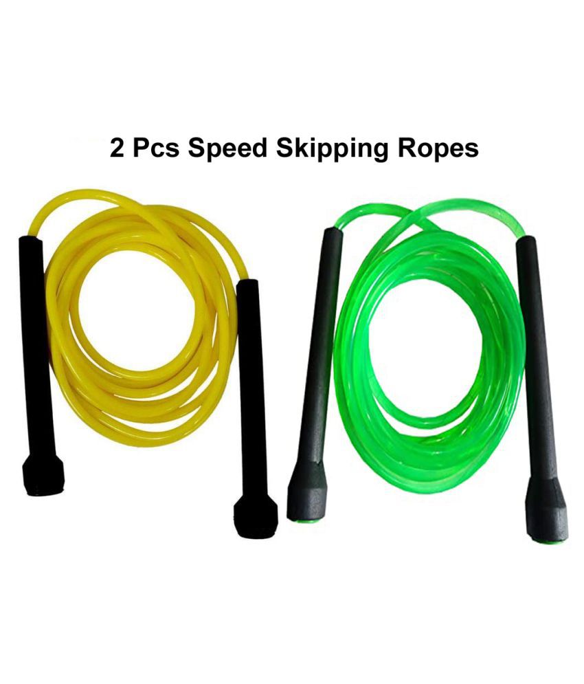 EmmEmm Pack of 2 Pcs Speed Pencil Skipping Ropes (Green & Yellow)